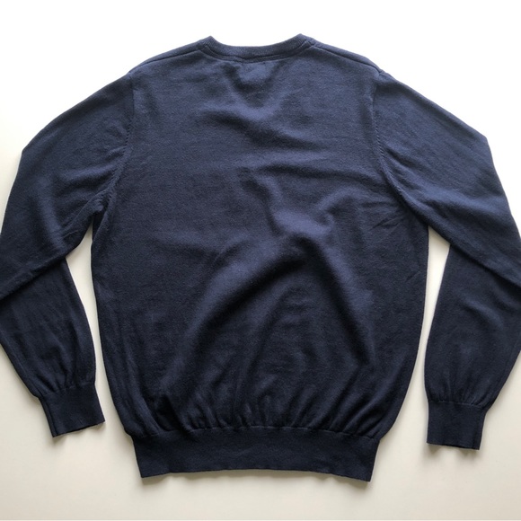 L.L. Bean Men’s Navy Blue Cotton Cashmere V-Neck Knit Sweater M Medium - Picture 3 of 12